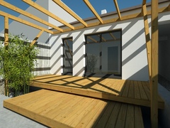 Domek s pergolou, Brno-Komín — pergola nad palubou